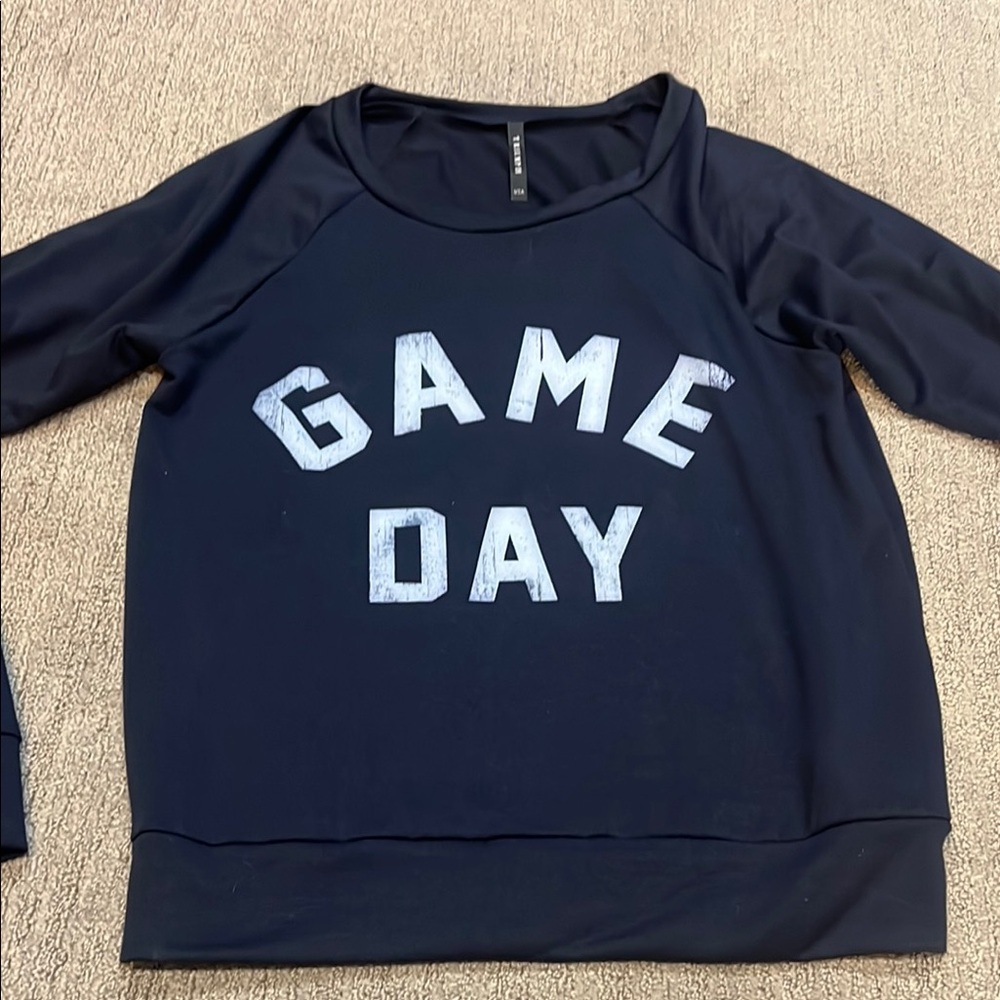 Super soft navy blue game day sweatshirts by Truimph.